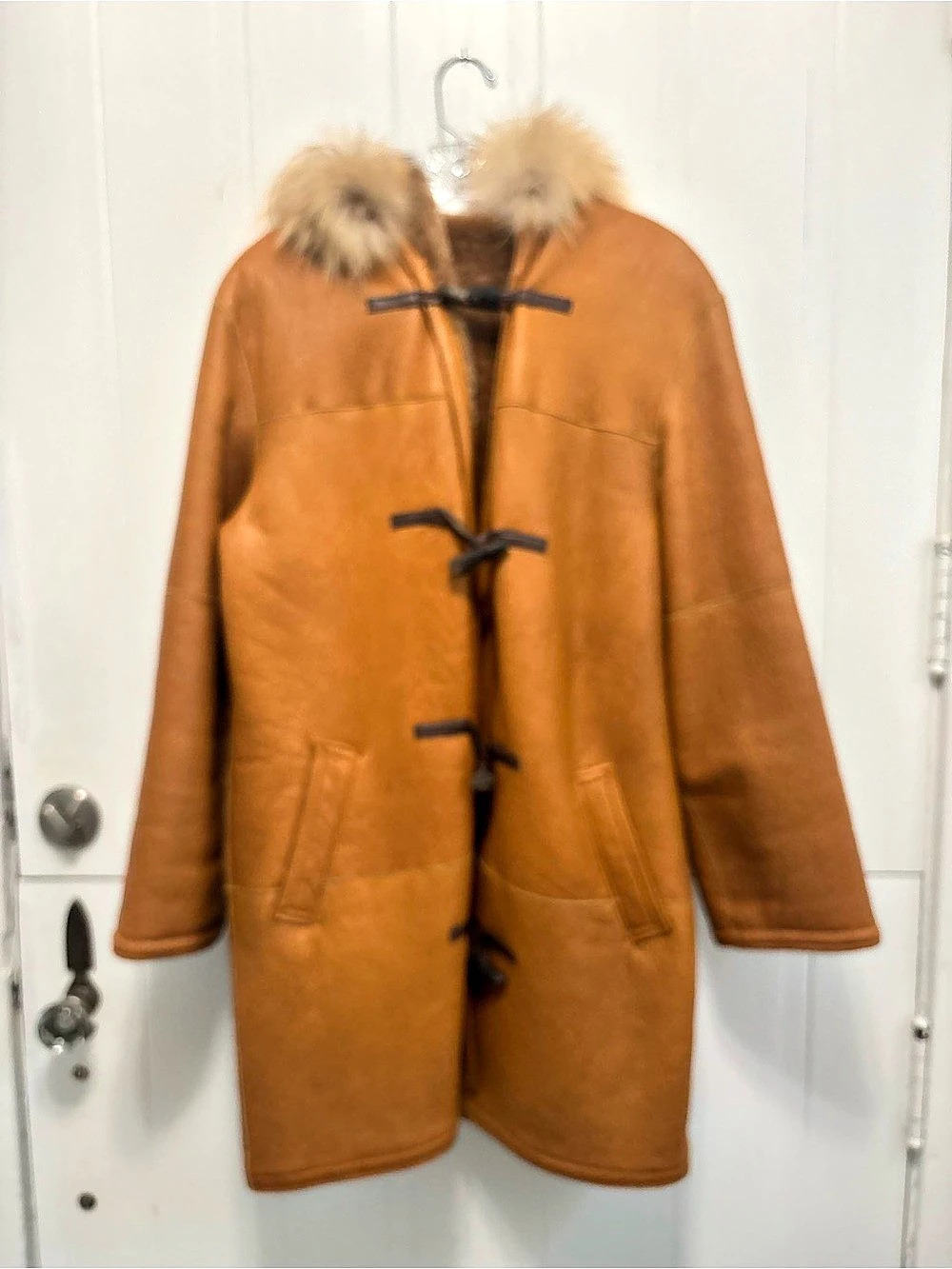 Marc New York Shearling-Lined Leather Coat Brown